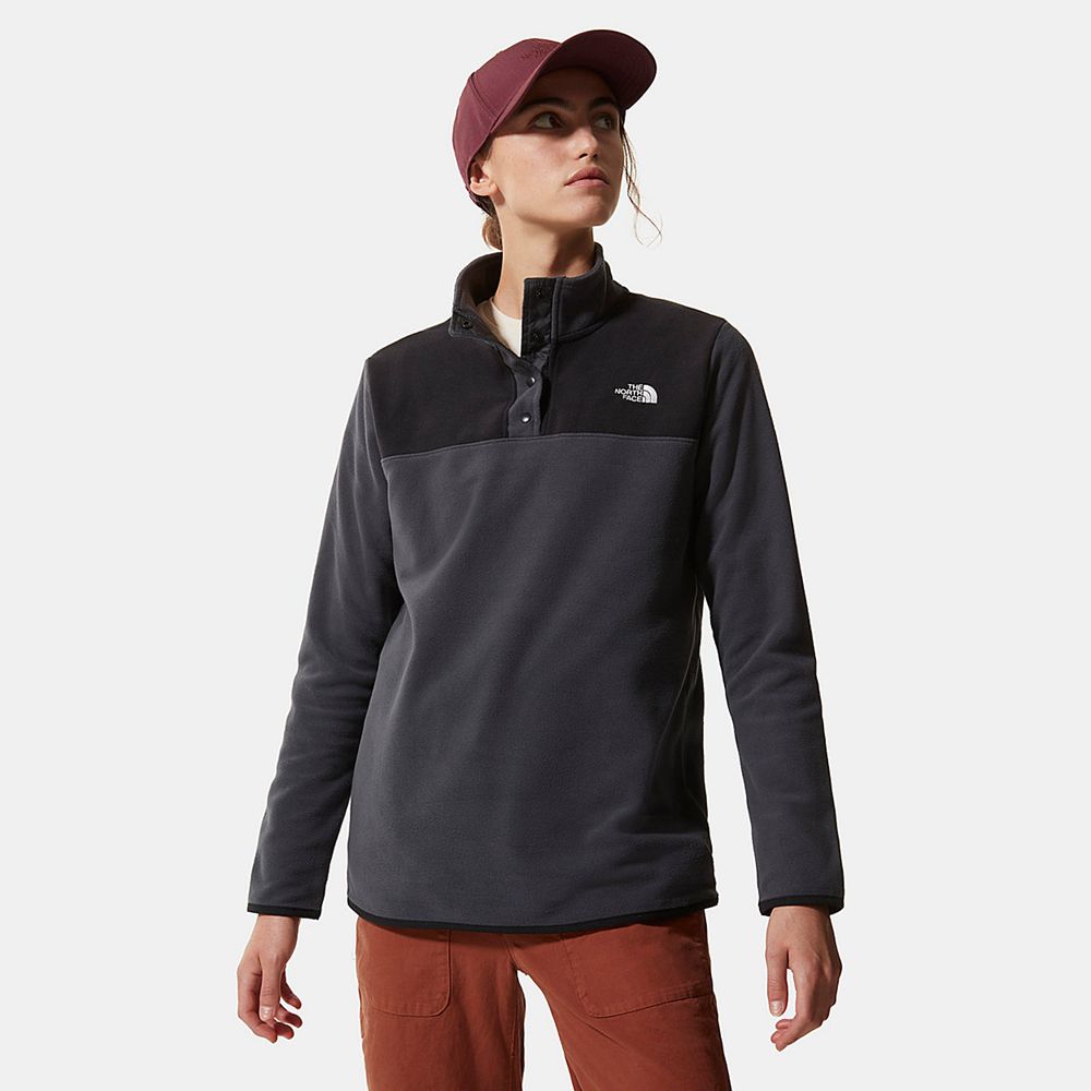 The North Face Fleece Womens Australia - The North Face Tka Glacier Snap-Neck Grey / Black Hiking (Z